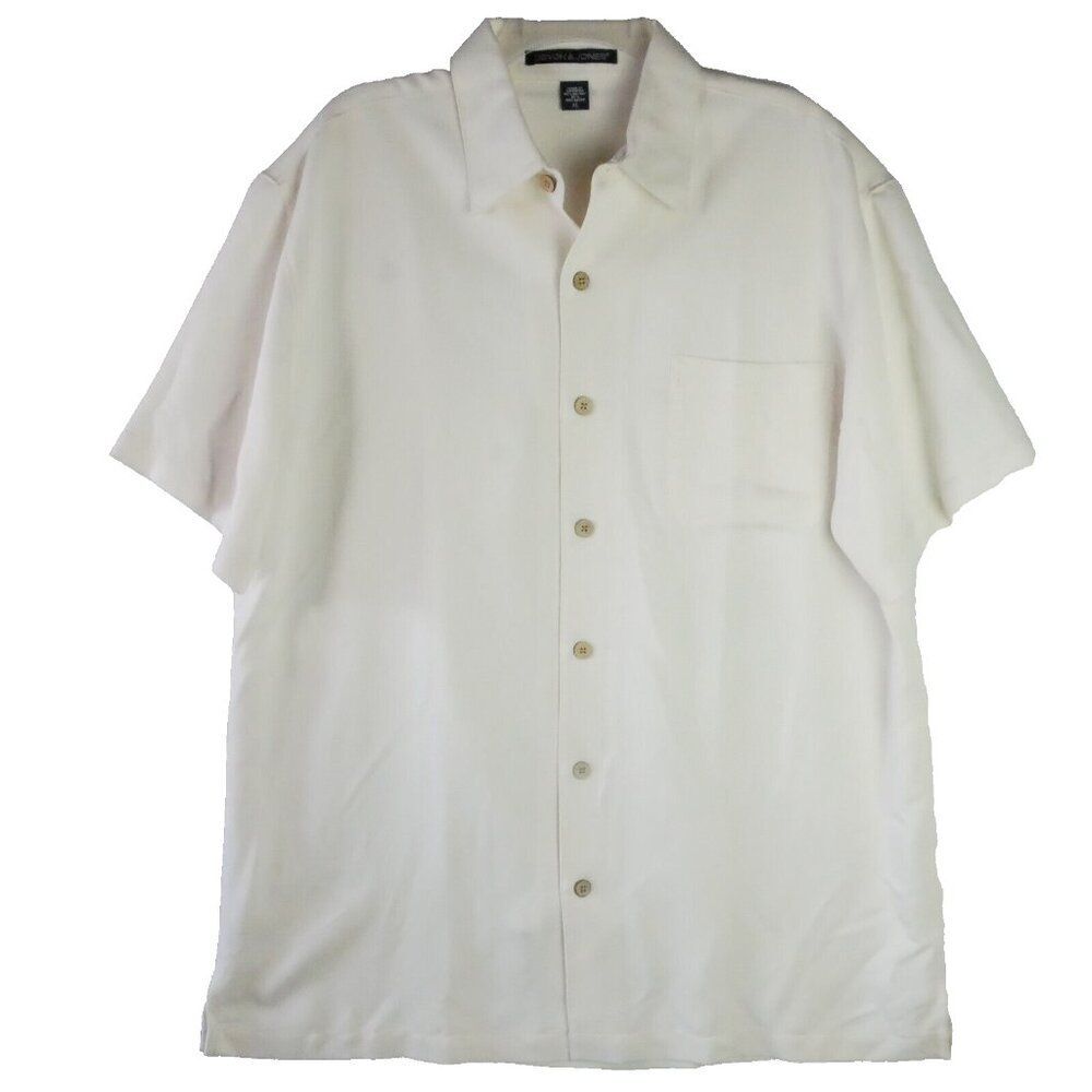 Devon & Jones Men's Size XL Golf Shirt Short Sleeve Rayon / Poly Blend Cream